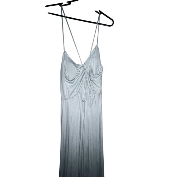 Halara Ribbed Cowl Neck Backless Crisscross Lace Up Split Midi Party Dress Sz Me - Picture 12 of 14